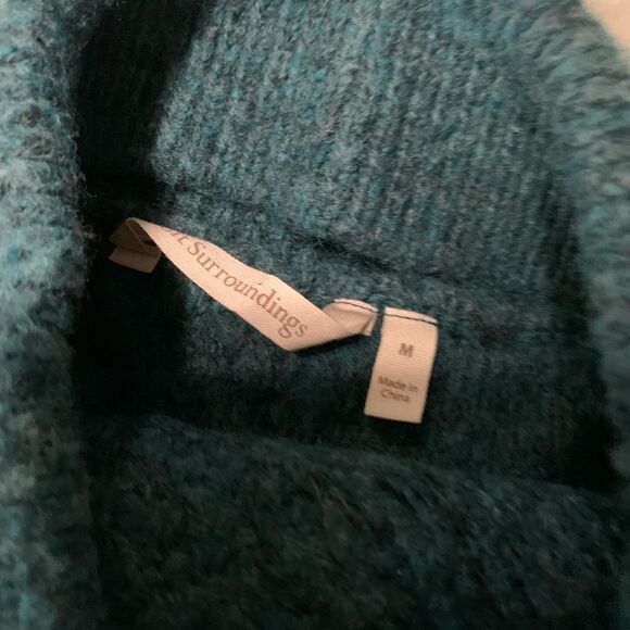 Soft Surroundings Teal Wool Blend Bell Flared Sleeves Knit Sweater Size Medium - Picture 5 of 7